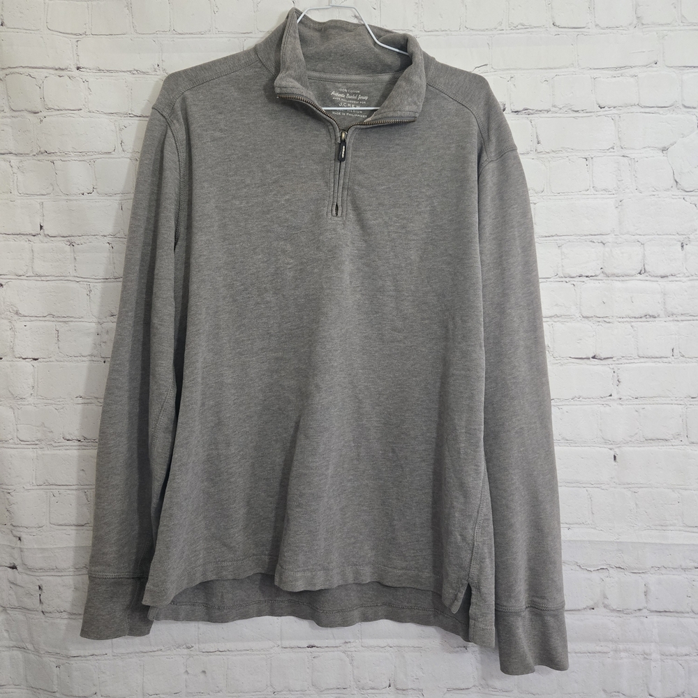 J Crew Authentic Sueded Jersey 1/4 Zip Pullover Mens sz M Taupe Gray